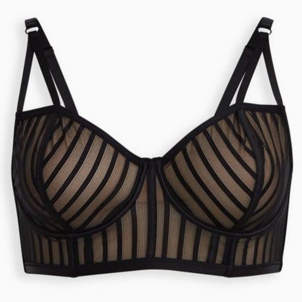 Torrid Curves - Strappy Mesh Underwire Longline
Bra - Stripe Black
